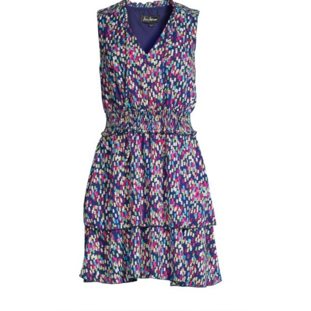 Sam Edelman Colorful Confetti Printed Smocked Dress‎ Size 2